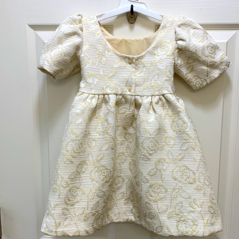 Janie and Jack cream and gold size 3 toddler dress. - Picture 3 of 4
